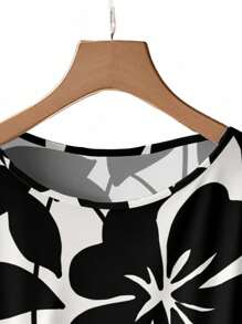 EMERY ROSE Multicolor Two-Piece Set For Women With Plant Print Blouse And Comfy Pants Two Piece Set Women Short Sleeve Blouse And Pants Set,Teacher Outfits For Women,Flower/Spring/Summer/Vacation - Multicolor - View 7