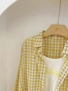 Women's Plaid Long Sleeve Single-Breasted Casual Loose Shirt Fall Cloth For Women