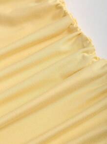 Sweetra 1pc Women's Summer Pale Yellow Asymmetrical Neck Split Maxi Dress - Yellow - View 4