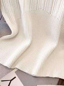 Franclia Women's Autumn/Winter New French Romantic Casual Versatile Simple Elegant Knit Pullover Fall Cloth For Women - Apricot - View 7