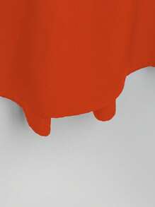 SHEIN Tall CURVE Plus Size Women's French Casual Summer Short Sleeve V-Neck Dress Orange Dress Burnt Orange Dress Collared Dress Orange Tunic Dress Solid Color Dress Plus Size Orange Dress