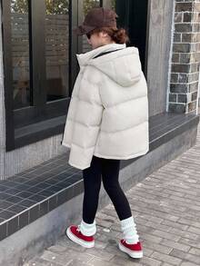 DAZY Teen Girl Hooded Casual Long Padded Coat, Korean Style, Solid Color, Winter