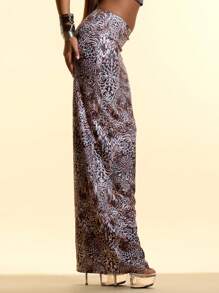 MUSERA 动物纹低腰修身长裙，仅限夏季度假节日性感夜店狂欢派对演出后穿着，可爱伊比沙岛波西米亚风海滩生日复活节 - 彩色 - 查看 3