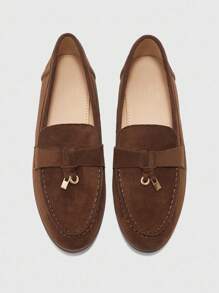 CUCCOO BIZCHIC Women's Fashionable Coffee-Colored Suede Comfortable Casual Loafers, Suitable For Outdoor, Shopping, Work, Daily Wear