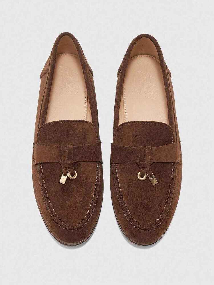 CUCCOO BIZCHIC Women's Fashionable Coffee-Colored Suede Comfortable Casual Loafers, Suitable For Outdoor, Shopping, Work, Daily Wear For Christmas Spring Shoes