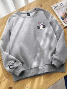 Claim Dot 男士卡通字母印花宽松圆领卫衣