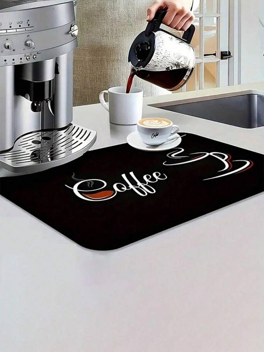 SHEIN 1/2 件咖啡垫 - 隐藏污渍吸收橡胶背衬速干垫适用于厨房台面咖啡吧配件碗碟干燥垫适用于咖啡机咖啡壶咖啡壶浓缩咖啡机 - 彩色 - 查看 1