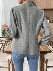 EMERY ROSE Blazer casual de mujer con cordón y puños ajustables - Gris - Ver 2