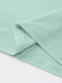 Jouncy Camiseta casual de manga corta, de corte ajustado y cuello redondo, de color verde claro, para mujer - verde menta - Ver 6