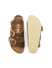 Birkenstock Milano Big Buckle LEOI Cognac HEX Flat Sandals For Daily Wear - Cognac HEX - View 3