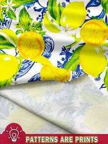 SHEIN Clasi Vestido corto amarillo con estampado de limón para mujer en verano - Multicolor - Ver 3