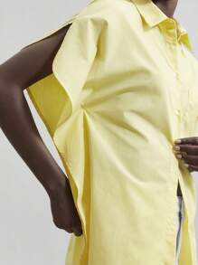 Ontre Camiseta casual de manga corta con media plaqueta de unicolor para mujer 2025, adecuada para uso diario casual, festivales de música, brunch, verano, elegante camisa para damas, desgaste de fiesta, casual empresarial