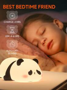 JMMO Lampada decorativa per la stanza, Luce notturna a LED carina a forma di panda sdraiato, Luce notturna in silicone a 3 livelli di luminosità e controllo touch, Ricaricabile e con timer per camera da letto, regali di compleanno, festival, bambine, decorazione camera da letto, luce da toeletta, luci natalizie, essenziali per vacanze autunnali e invernali, campeggio, accessori per vacanze