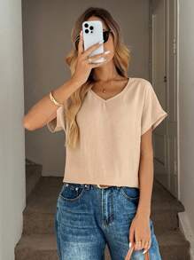 SHEIN LUNE V-Neck Sleeveless Basic Casual/Vacation Elegant Blouse For Women