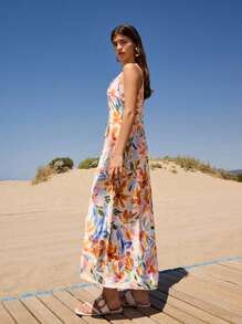 Maija Women's Floral Print Casual Sleeveless Long Dress, Summer Summer Dresses For Women Beach Outfits For Woman Club Outfit Vacation Outfits Woman Dresses For Women Elegant Floral Dress Women