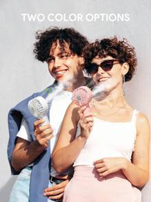 JMMO Quạt cầm tay có chức năng phun sương tạo độ ẩm, Quạt sạc USB có chức năng phun sương, 3 tốc độ gió, Quạt mini cầm tay nhẹ dùng để trang điểm, văn phòng, du lịch, cắm trại, trong nhà, ngoài trời, trở lại trường, kỳ nghỉ, đồ dùng thiết yếu cho mùa hè, màu trắng - trắng - Xem 9