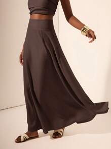 Zivah 2025 夏季新款音乐节、复活节、圣帕特里克节、西部风、游牧风、生日派对、毕业典礼、学生装、日常穿着、休闲装、度假装、邮轮旅行、海滩装、日光浴装、时尚装、荷叶边装、细肩带装、麻花针织装、竹纤维装、亚麻装、卡其色女装两件套巧克力棕色两件套棕色短款上衣和裙子套装 - 鏽棕色 - 查看 7