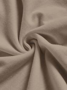 SHEIN LUNE 大码女式休闲花卉印花 V 领落肩修身短袖 T 恤、套头衫，适合夏季 - 卡其色 - 查看 5