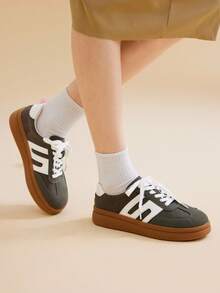 CUCCOO EASI Women's Fashion White German Shepherd Thick Sole Casual Sneakers - Dark Grey - View 6