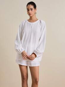 INAWLY Women's Solid Color Dolman Sleeve Shirt And Shorts Set, Casual And Relaxed Two Pieces Outfit Fall Cloth For Women