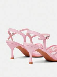 CUCCOO HITCHD 女士优雅浪漫性感粉色网眼花卉刺绣串珠尖头小猫跟高跟鞋，适合正式场合、婚礼、派对、下午茶约会