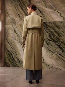 MOTF PREMIUM 时尚卡其色翻领风衣 - 卡其色 - 查看 7