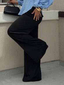 Jeta Ari Quần baggy dệt kim màu trắng mềm mại, quần rộng rãi - màu đen - Xem 5