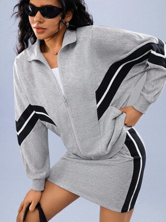 Hanevo 2件套女士时尚运动休闲针织裙套装