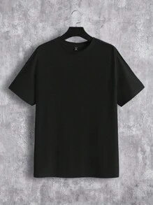 Manfinity Homme Japanese Style Red Sunset Japanese Lettering Typesetting Casual Printed Men's Standard Size Black Short Sleeve T-Shirt And Shorts Set