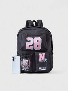 ROMWE Avant 28 Numeric Print Large Capacity Backpack, Suitable For Back To School Season - Multicolor - View 3