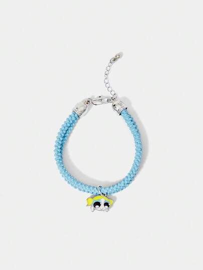 THE POWERPUFF GIRLS X SHEIN Bubbles Pattern Pendant Stylish Blue Bracelet