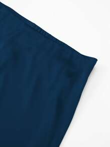 SHEIN PETITE CURVE Váy satin đa năng thanh lịch cỡ lớn dành cho nữ, kiểu dáng nữ tính - Màu xanh hải quân - Xem 5