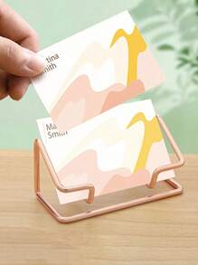 1pc Premium Metal Business Card Holder - Sleek Desktop Display Stand For Office, Minimalist Design, Durable Iron Construction, Simple Design, Home Office Desk Organizer For Professional Use, Office Decor, Home Decor