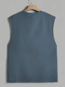 Manfinity Hypemode Gray Standard Size Men's Summer Casual Tank Top With Letter Print - Grey - View 2