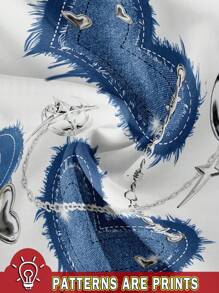 SHEIN EZwear T-shirt grande taille avec imprimé texturé minimaliste et décontracté, col rond, manches courtes, coupe ample et légèrement transparente pour les grandes tailles