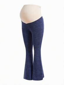 SHEIN Autumn And Winter Casual   Maternity Pants Autumn And Winter Night Out  Going Out Tops Maternity Solid Color Elastic Cycling Shorts, - Blue - View 1