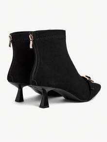 CUCCOO CHICEST Giày bốt cổ thấp mũi nhọn thanh lịch dành cho nữ, khóa kéo bằng da lộn màu cà phê, thu/đông - màu đen - Xem 12