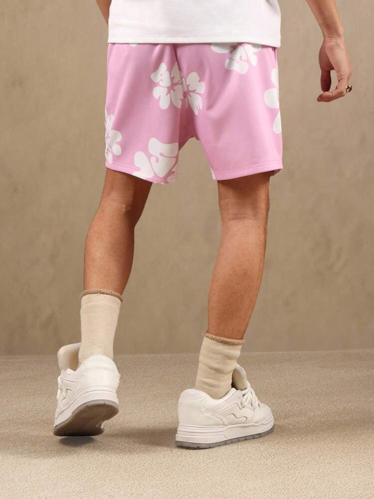 Floral Print Drop Crotch Lounge Men Shorts