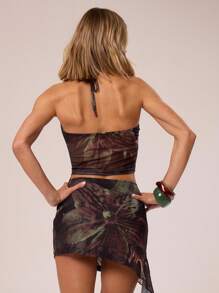 MUSERA 露背吊带罩杯，不对称下摆，网纱印花修身吊带背心（仅限上衣） 度假 伊比沙岛 优雅 伊比沙岛 可爱 海滩 节日 锐舞 波西米亚风 沙滩装 假日 优雅 春夏 - 彩色 - 查看 2