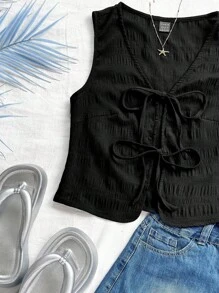 Soleia 女士优雅波西米亚热带风情无袖蝴蝶结上衣，适合休闲海滩、婚礼宾客、毕业典礼、早午餐、圣帕特里克节、春假、复活节、音乐节、春夏等场合。