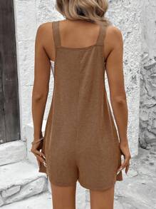 SHEIN Tall CURVE Plus Size Women's Summer Casual Loose Jumpsuit With Adjustable Shoulder Strap And Double Pockets - Mocha Brown - View 2