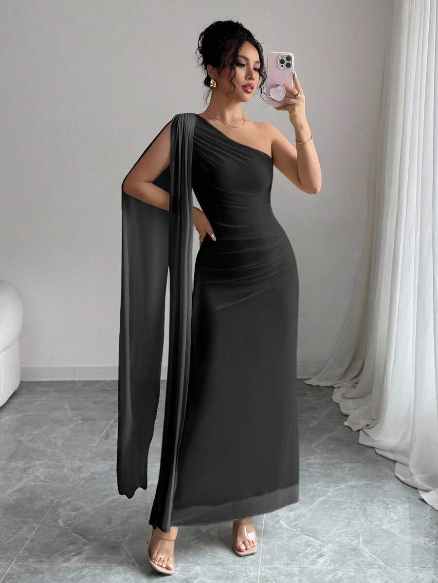 Rafferiza Vestido largo ajustado para mujer, color amarillo claro, primavera/verano - Negro - Ver 1