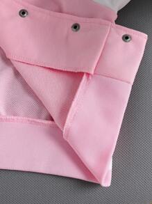 女童拼色短款棒球夹克，带补丁，秋季运动外套 - 粉色 - 查看 6