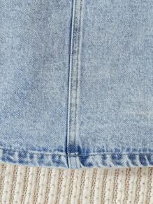 Young Girls 2 Pieces Set: Fashionable Playful White Cap Sleeve Blouse And Figure-Flattering Washed Denim Pinafore Skirt, Casual Everyday Wear, Spring/Autumn, Suitable For Little Girls Summer Outfits For Girls Clothes Set Girls Clothes Classic, School, Campus, College