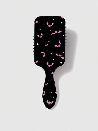 Grunge Punk Halloween Pink Bat Print Air Cushion Massage Hair Brush For Scalp Care