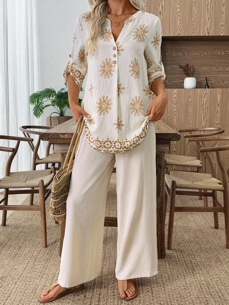 Conjunto de dos piezas para mujer, ropa de otoño para mujer, ropa de otoño para mujer, ropa de negocios casual para mujer, conjuntos de salón para mujer, ropa de trabajo para mujer, ropa de otoño para mujer, camisas de maestro de otoño, blusas de otoño, pantalones de trabajo, pantalones de pierna ancha, camisa de manga larga para mujer, atuendo de aeropuerto para mujer, ropa de otoño para mujer, atuendos casuales de negocios para mujer, atuendos de campo para mujer