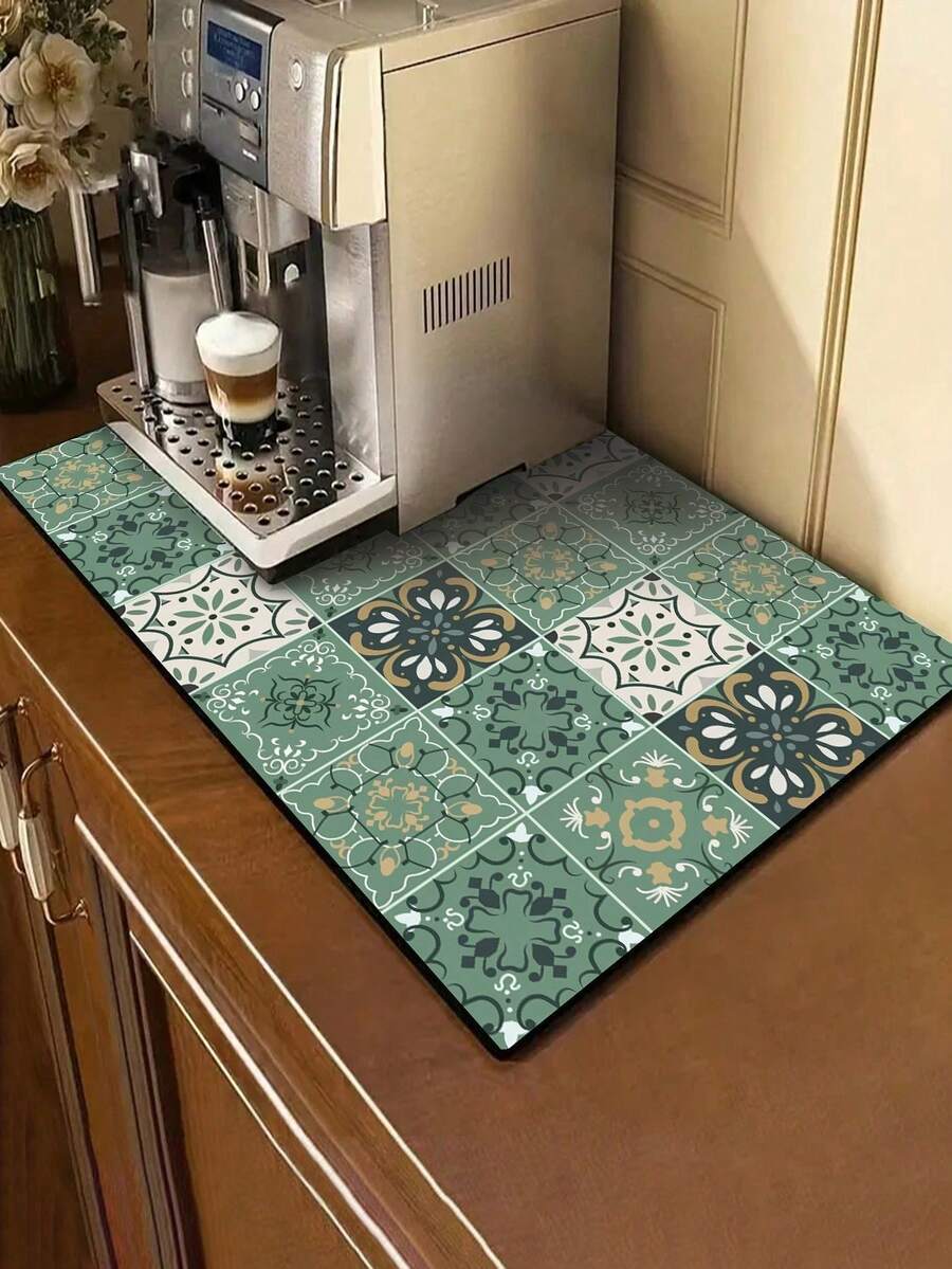 1/2pcs Coffee Mat - Hide Stain Absorbent Rubber Backing Quick Dry Mat For Kitchen Counter Coffee Bar Accessories Dish Drying Mat For Coffee Maker Coffee Maker Coffee Pot Espresso Maker - Multicolor - View 1
