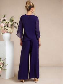 Amorya Neues, elegantes High-End-Set aus Chiffon-Hemd mit plissierten Ärmeln und Hose mit weitem Bein für Damen, 2 Stücke Set, geeignet für den Nachmittagstee, den Alltag und viele weitere Anlässe, geeignet für den Arbeitsweg, für Frauen im Old-Money-Stil, für Business-Casual-Damen, Lehrer-Outfits für Damen, 2025 neues Leinen-Outfit