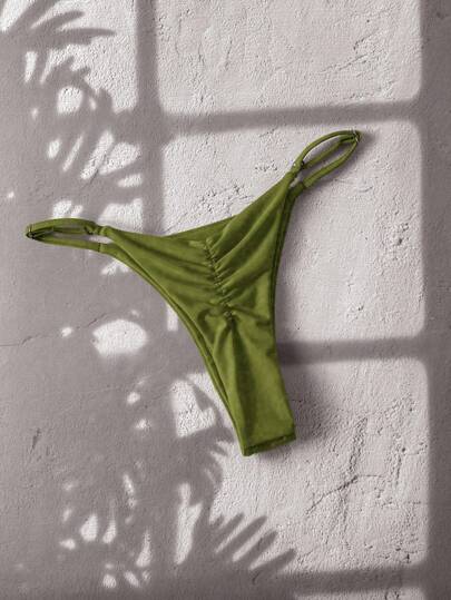 Swim Chiccia 1pc Women's Solid Color Thong Bikini Bottom, Minimalist Design For Summer