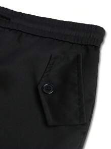 Manfinity Roughcore Men's Solid Color Drawstring Waist Multi-Pocket Casual Cargo Pants, Fall